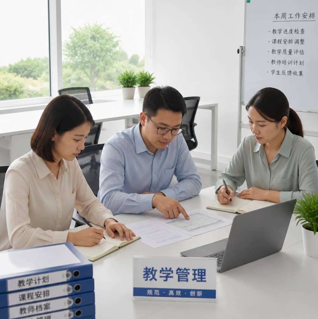 教学管理团队围坐讨论学生学业与升学安排