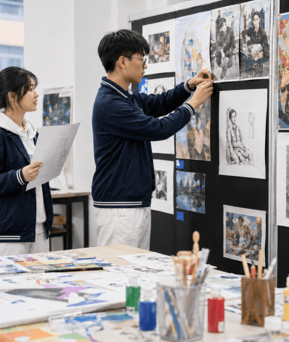 米德尔顿学院学生在音乐室参与艺术活动