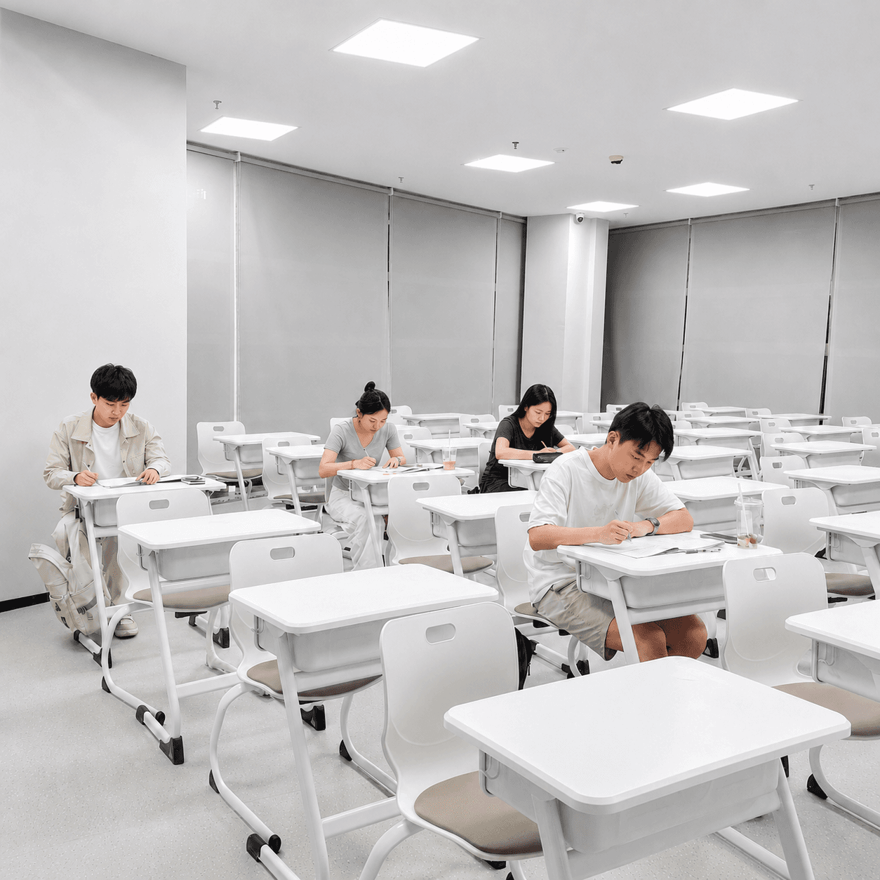 学生在教室中专注学习